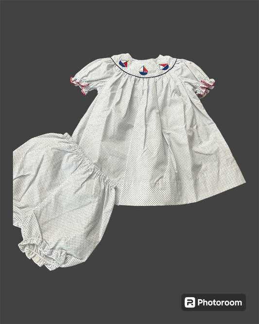 Sailboat Smocked Dress 3 Months