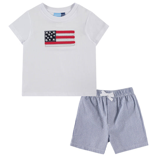 Good Lad Toddler Boys Flag Appliqued July 4th Short Set: 2T