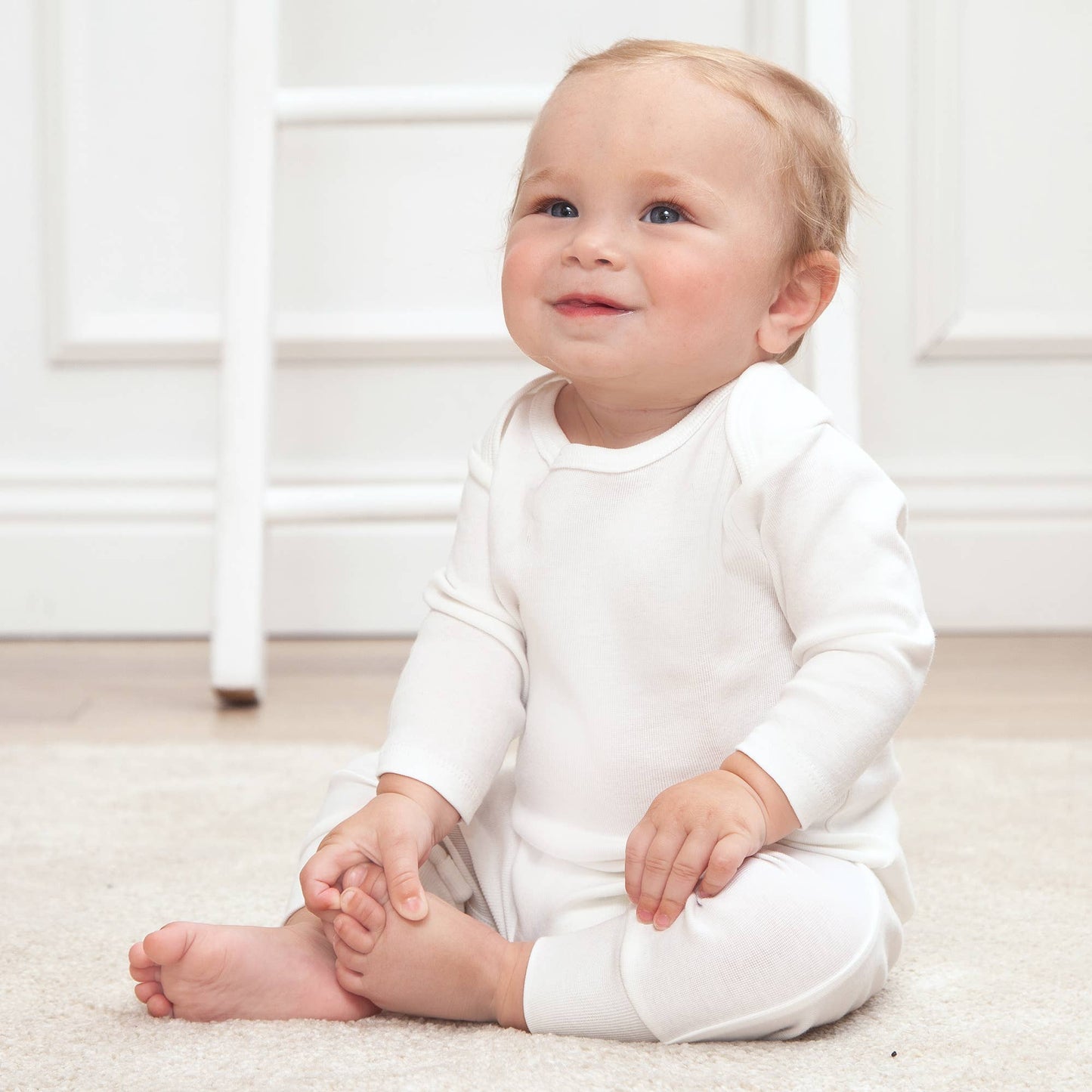 Baby's Ivory & Pink Cotton Romper: Ivory / NB