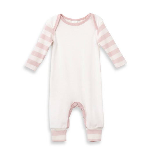 Baby Girl's Cotton Rompers: Pink Stripes / NB