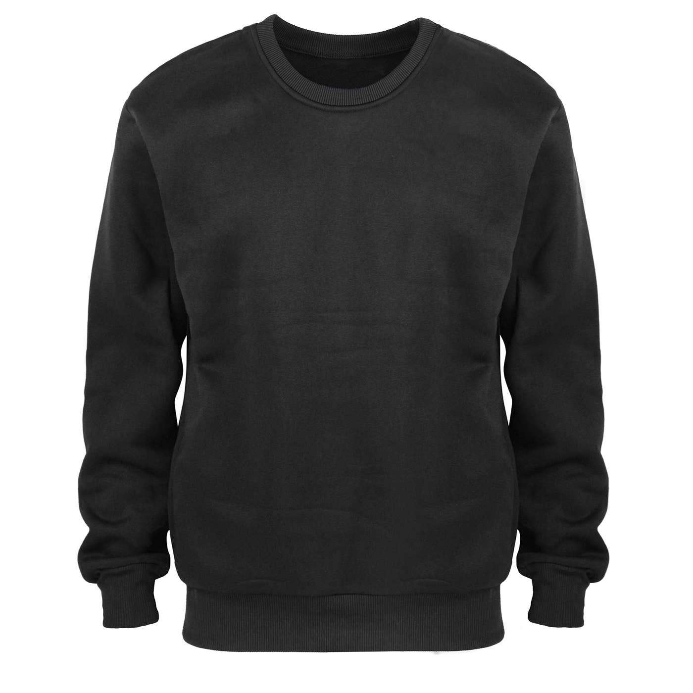 LeeHanTon Men's Crew Neck Soft Fleece Pullover Sweatshirt: Black / 2XL