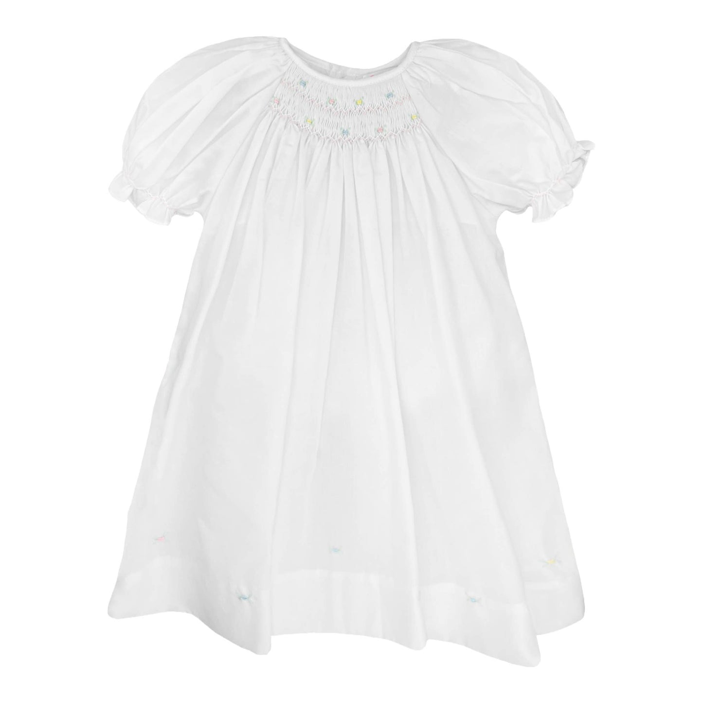 Daygown with Raglan Sleeves and Embroidered Hem: Preemie / Pink