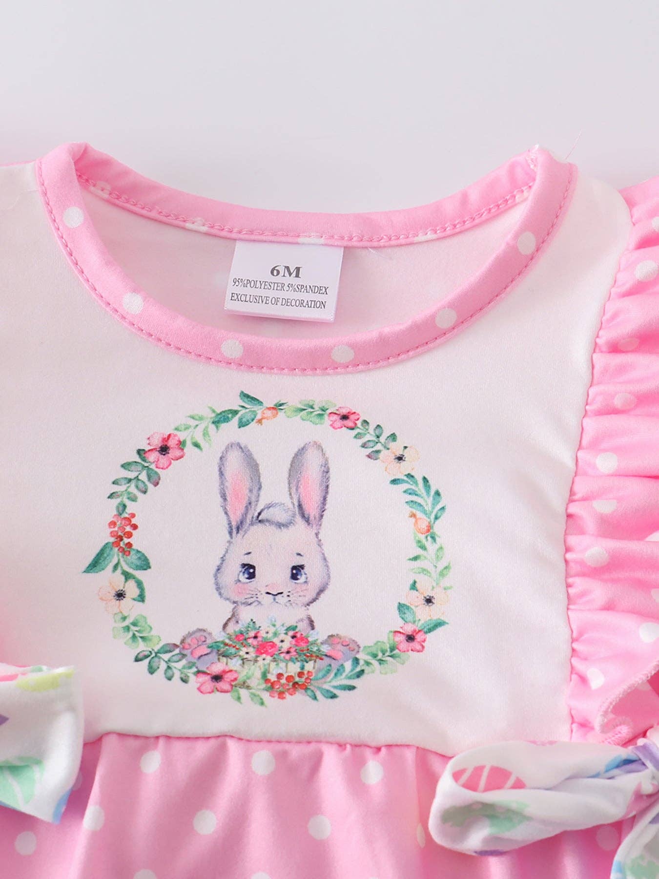 Easter Pink Rabbit Ruffle Baby Romper: 3M
