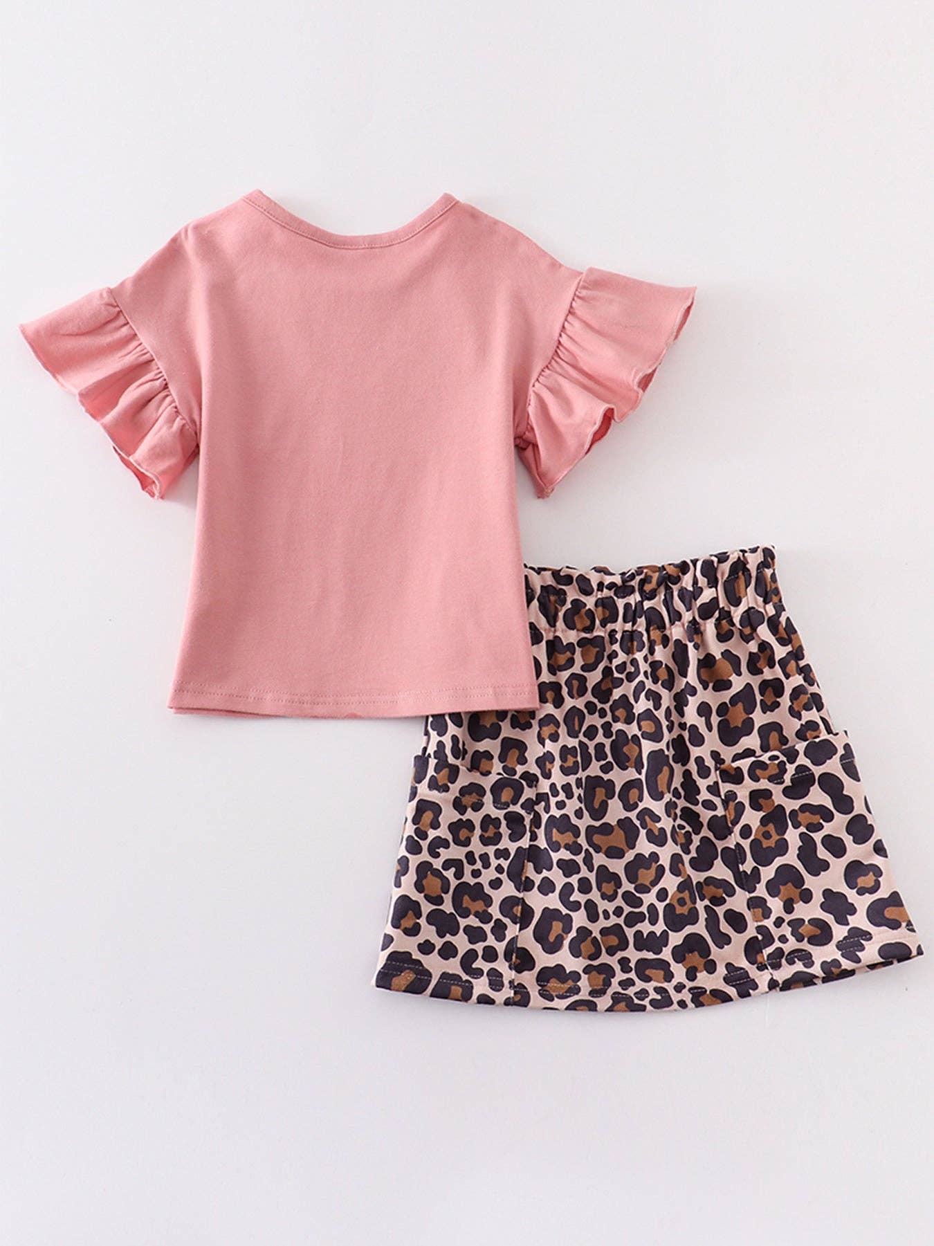 Dirty pink "easter"leopard  skirt set: 2