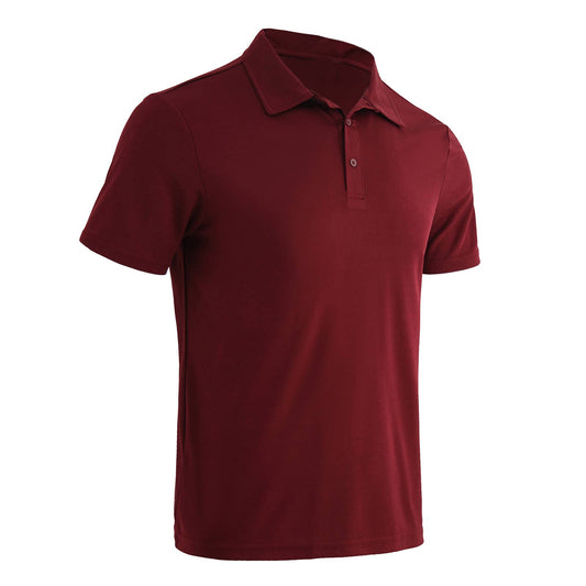 LeeHanTon Men's Solid Polo Shirt: Burgundy / 2XL