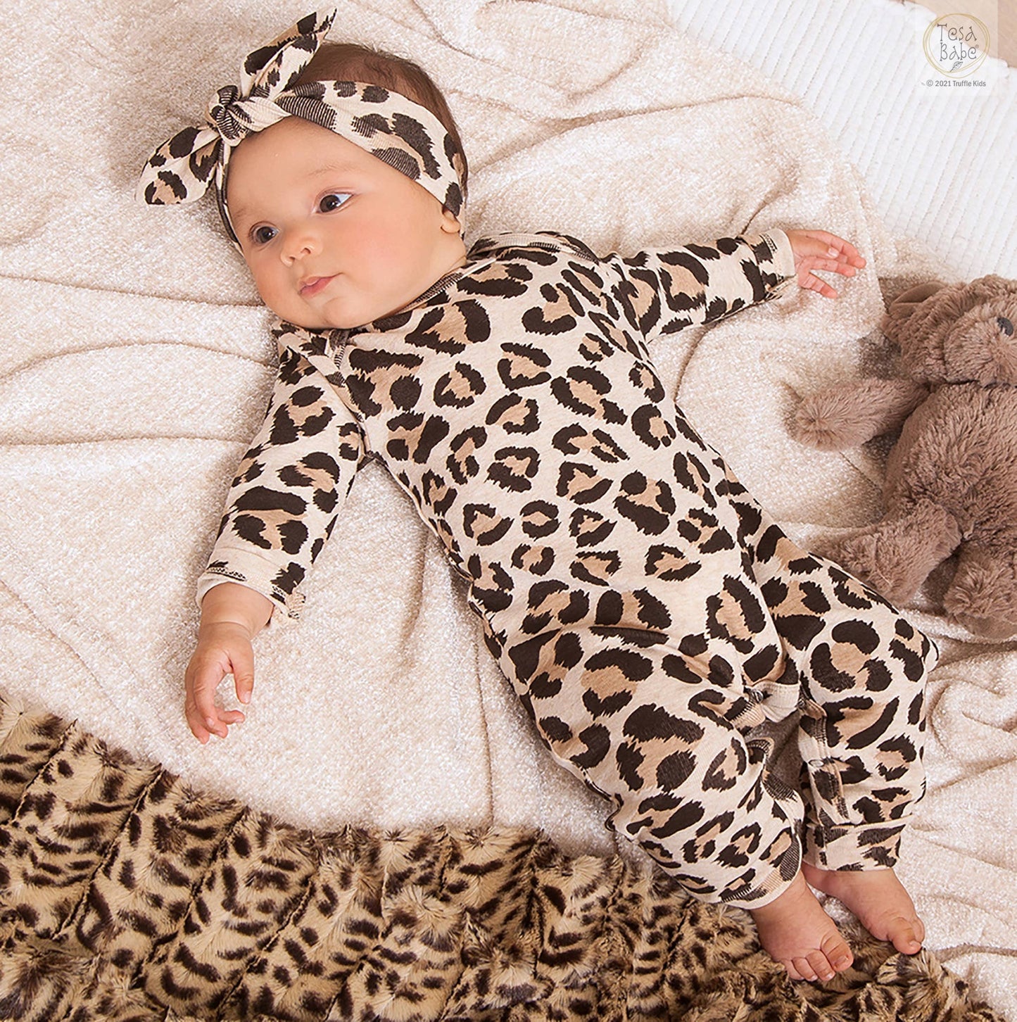 Baby Girl's Leopard Cotton Romper: 0-3M