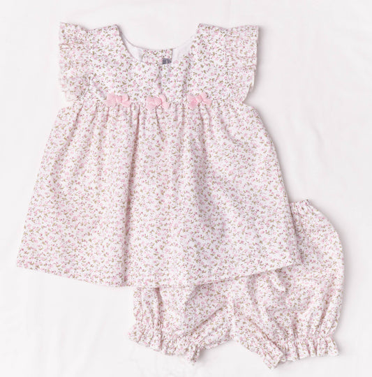 Blush Floral Bow Top + Bloomers: 3m