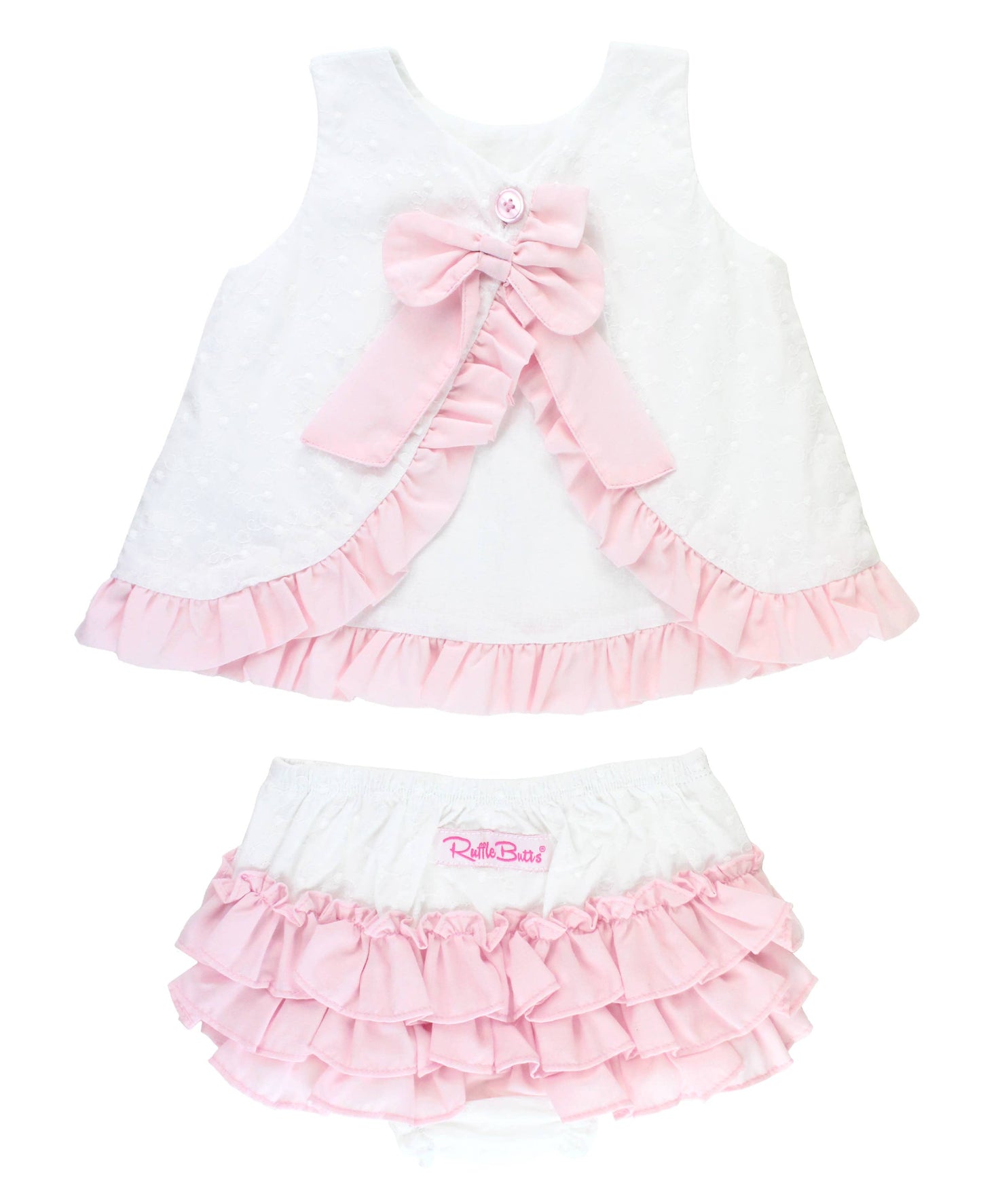 Baby Girls Swiss Dot Swing Top & Bloomer Set: White / 3-6m