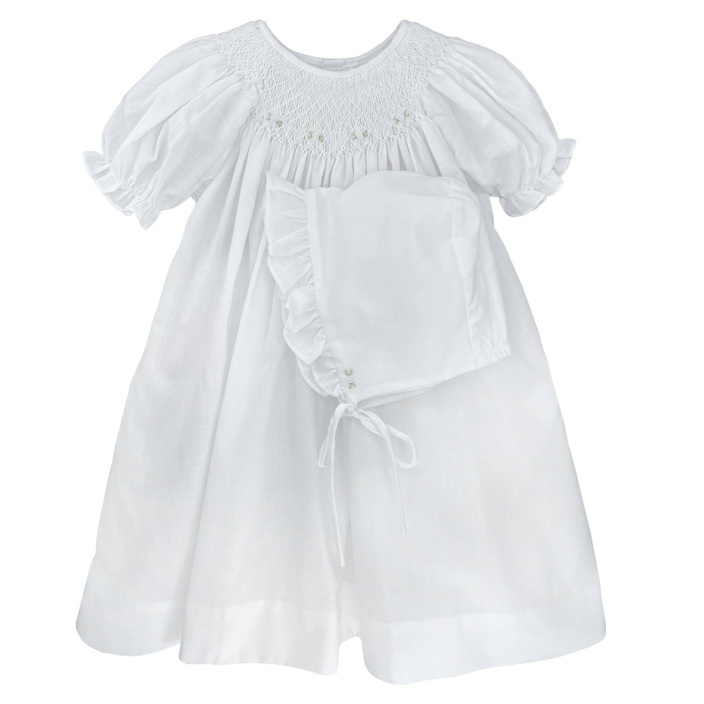 Smocked Daygown with Raglan Embroidery: Newborn / Pink