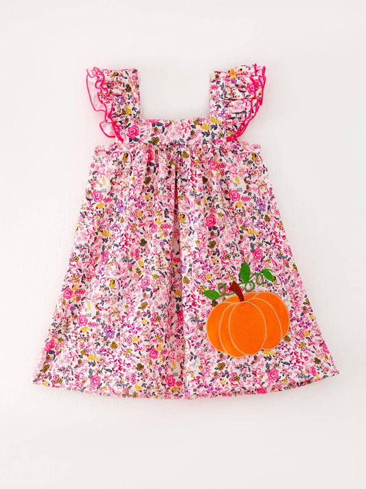 Halloween Girls Pumpkin  Applique Dress: 7