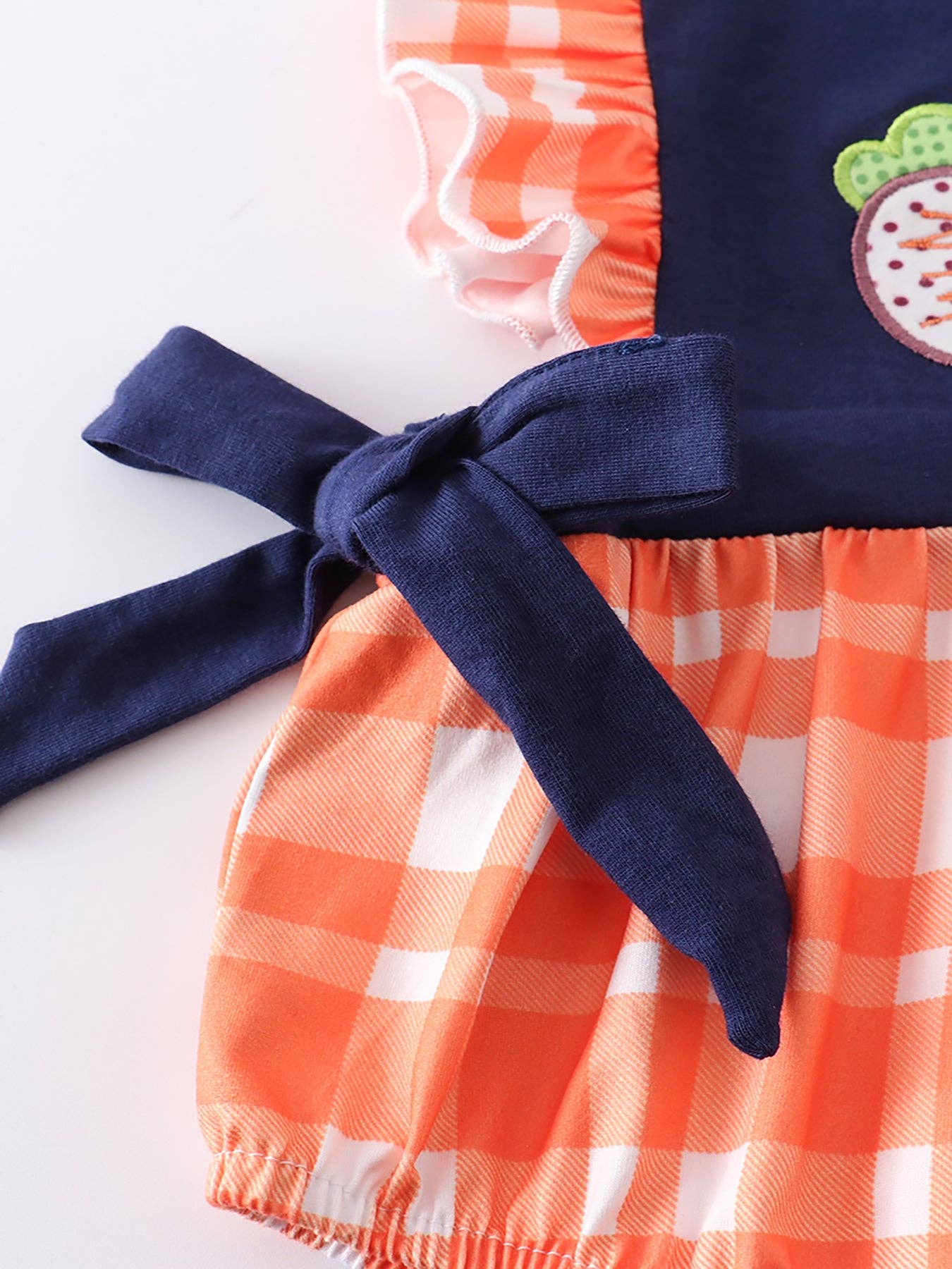 Easter Carrot Applique Ruffle Baby Romper: 12M