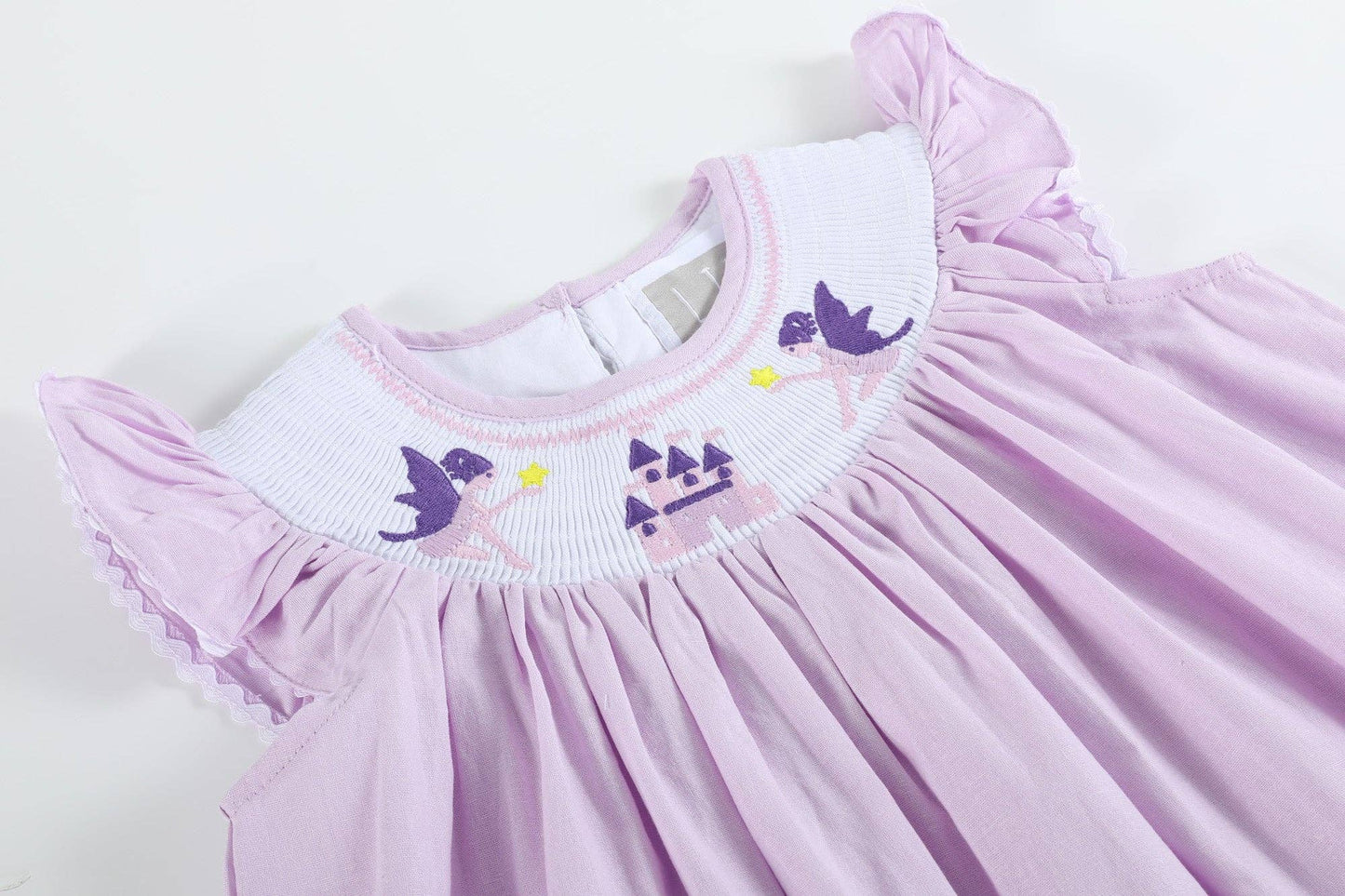 Purple Fairy Castle Smocked Bishop Dress: 6Y