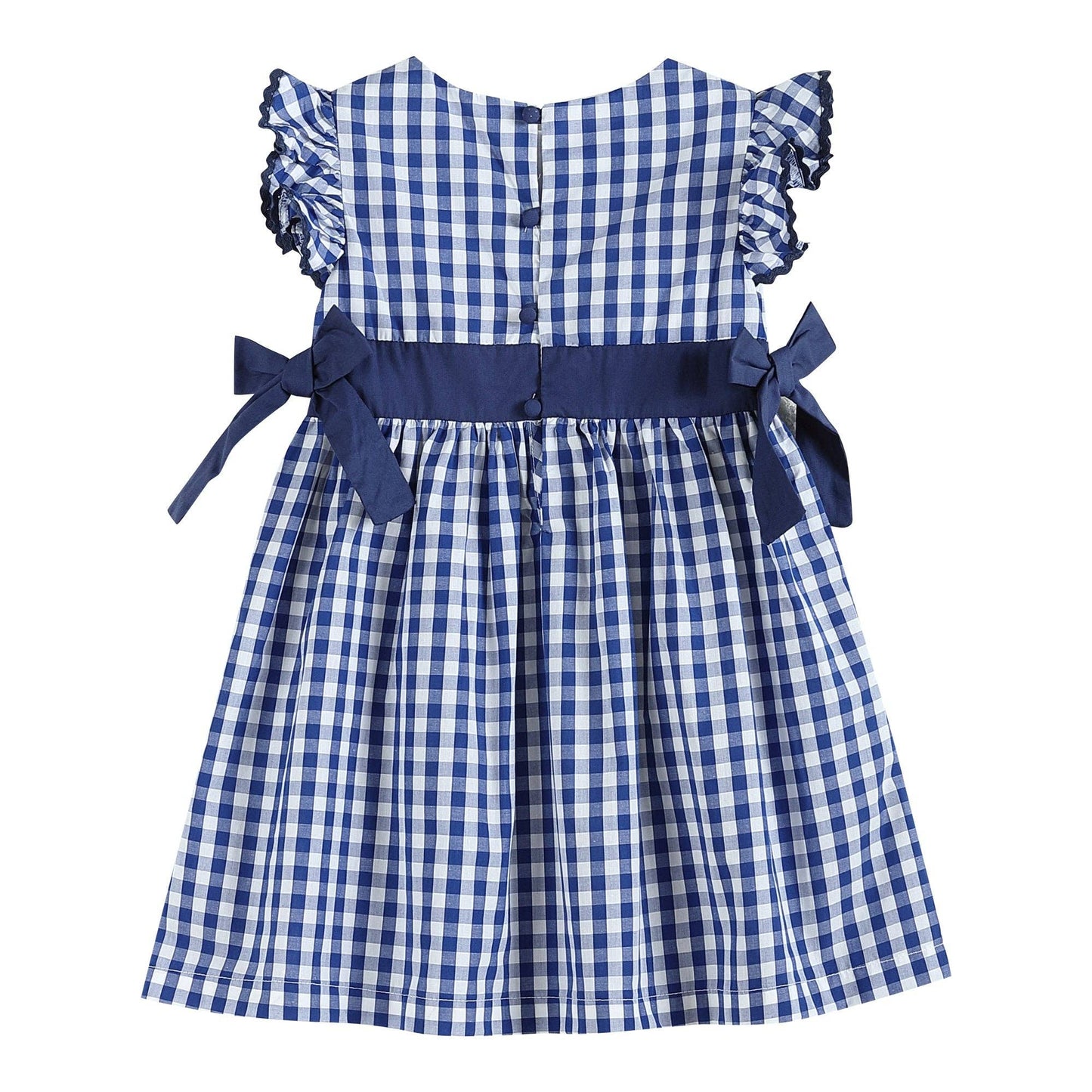 Royal Blue Gingham Ruffle Bow Dress: 2T